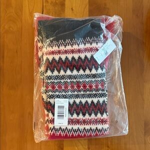 Lane Bryant Cozy Knit Scarf • Red Black White • Fair Isle Inspired • NWT